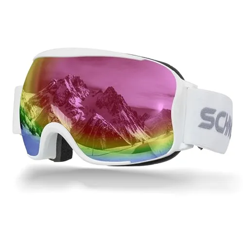 SCHNORR Skibrille Kryos Pink S2 | Sphärisch, Anti-Fog, Full REVO, UV400 Skibrille Männer, Ski Brille Frauen, Snowboardbrille, schlechtes Wetter, Schibrille, Skiing Goggles