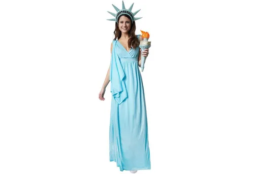 tectake® Frauenkostüm Göttin der Freiheit - Elegantes Kostüm für Frauen, ideal für Karneval oder Mottopartys, verkörpert Anmut und Stärke – werde zum Mittelpunkt jeder Feier!