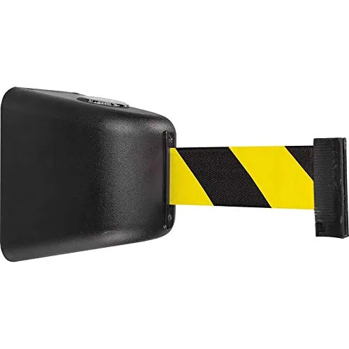 RS-GUIDESYSTEMS Gurtbandkassette, magnetisch, innen & außen, gelb/schwarz, 5 m, Art.-Nr. GLWM 425-J/17-5,0 | Gurtpfosten | Gurtständer | Personenleitsystem