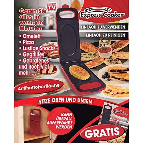 Kontaktgrill Express Cooker, 800 W, Antihaft-Oberfläche, Ober-Unterhitze, 3in1