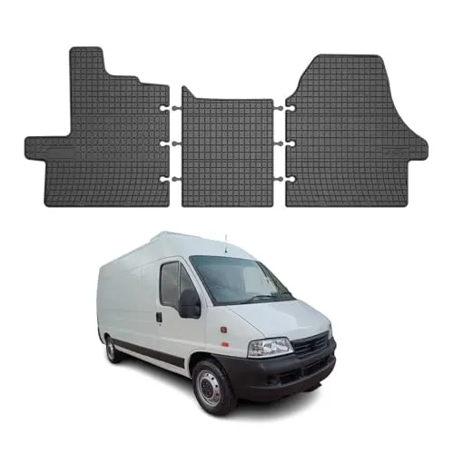 OMAC Gummi Fußmatten für Fiat Ducato 2006-2011 - 3tlg. Schwarz - Hochwertige Gummi Fußmatten für Fiat Ducato III (2006-2011) mit rutschfester Oberfläche. Ideal für den Innenraum, wasserdicht und leicht zu installieren. Schützen Sie Ihr Fahrzeug stilvoll!