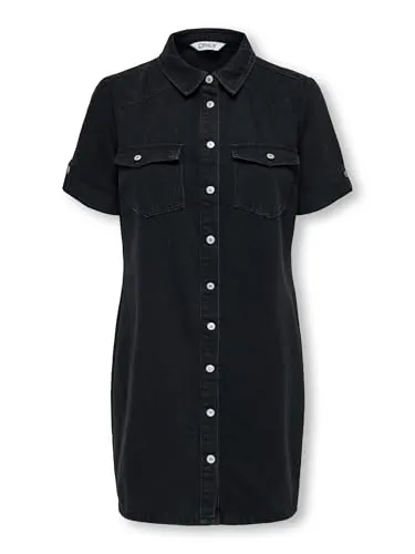 ONLY Jeanskleid ONLLISA S/S DNM DRESS GUA, Washed Black - Modisches Jeanskleid in Washed Black, aus pflegeleichtem Denim, ideal für lässige Looks und bequem für den Alltag.