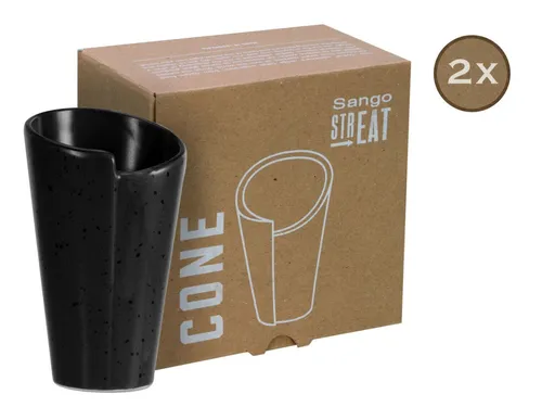 CreaTable Servierteller Streat Food Schwarz Cone 2-tlg in schwarz von CreaTable