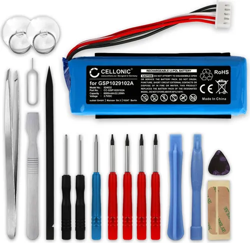 CELLONIC Lautsprecherakku für JBL Charge 3 (6000mAh, 3.7V) - Hochwertiger Ersatzakku für JBL Charge 3, bietet zuverlässige Energie und lange Nutzung mit leistungsstarken Lithium-Polymer-Zellen.