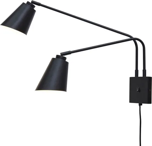 It's about Romi Wandleuchte Bremen, Schwarz, Metall - Elegante 2-flammige Wandleuchte aus robustem Eisen mit verstellbaren Armen für individuelles Licht. Ideal für Flur, Wohnzimmer oder Schlafbereich. Für jede verkaufte Leuchte wird ein Baum gepflanzt!