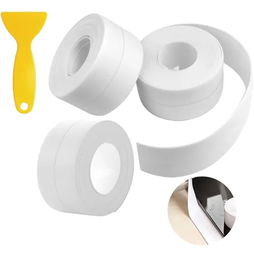 Rollen 38mm X 3,2m wasserdicht Dichtungsband, Fugendichtungsband, wasserdichtes dichtband spüle, ideal für Küchen, Badezimmer, Waschbecken, Toiletten (Weiß) 3
