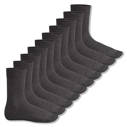 Footstar EVERYDAY! 10 PAAR Damen Herren Socken - Anthrazit 39-42 - Herrensocken - 10er Pack aus atmungsaktiver Baumwolle, mit venenfreundlichem Komfortbund für den täglichen Gebrauch, ideal für Freizeit und Büro.