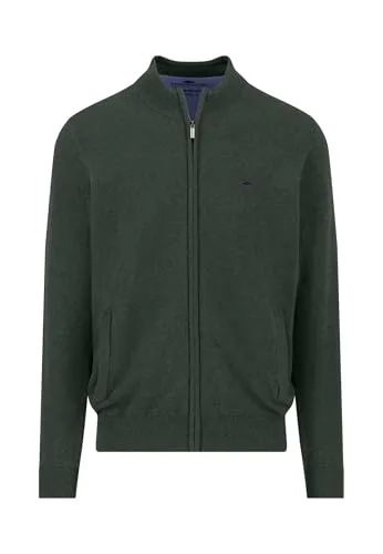 FYNCH-HATTON Herren Strickpullover, Gr. L, grün (schwarz ivy) - Kombistarker Herren-Pullover aus 100% Baumwolle mit Logo-Stickerei. Bequemer Regular Fit, langärmlig und taillenbedeckend – ideal für lässige Outfits!