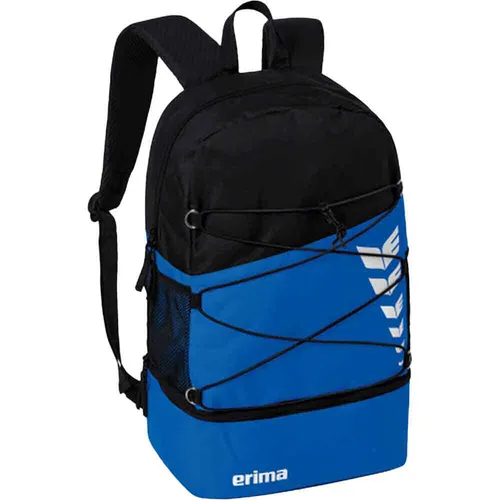 Erima Six Wings Rucksack New Royal / Schwarz - Sonstige Sporttaschen mit geräumigem Hauptfach und separatem Bodenfach für Schuhe. Ideal für Sportler mit praktischem Design und abnehmbarer Balltasche.