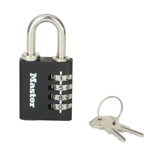 Master Lock 7641EURDBLK Zahlensschloss mit Sicherheitsnotschlüssel – für den Innenbereich, 78 x 40 x 16 mm