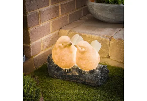 esotec Gartenfigur Solarleuchte Vogelpaar auf Baumstamm DUO COLOR 5500K 2700K