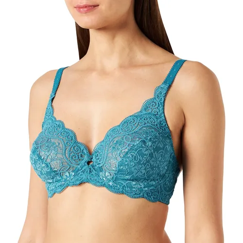 Triumph Amourette 300 WHP Damen BH Größe 75B - Eleganter T-Shirt-BH mit Bügel für optimalen Halt, in der Farbe Ocean Depths WH. Ideal für den täglichen Komfort und mit feinen Spitzen-Details für einen besonderen Look.