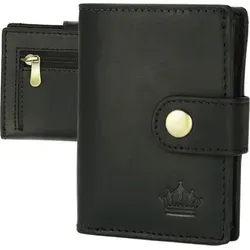 Slim Wallet Geldbeutel Schwarz mit RFID-Schutz - MANZA – Premium Geldbörse aus echtem Leder mit vielen Fächern für Karten und Geld. Integrierter RFID-Blocker schützt Ihre Daten. Ideal als Geschenk und für den täglichen Einsatz.