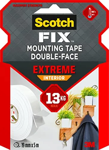 Scotch-Fix Extreme Innenmontageband PGS05-1950-P, 19 mm x 5 m, 1 Rolle/Packung, Weiß (Verpackung kann abweichen)