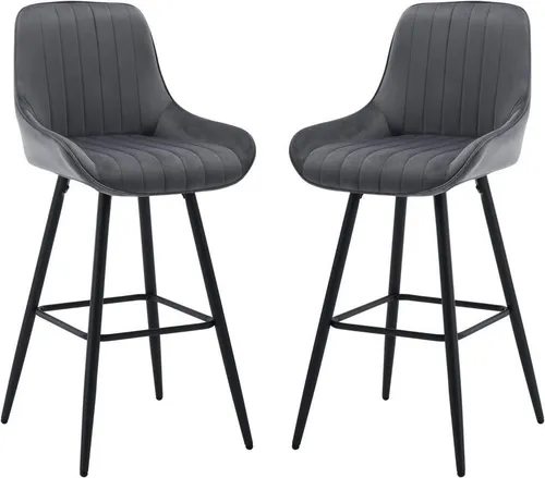 Woltu Barhocker (2 St), Barstuhl Polsterhocker aus Samt in grau von WOLTU