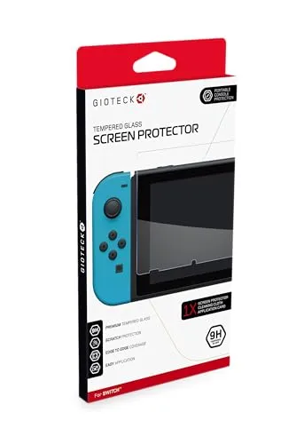 Gioteck - 9H Displayschutzfolie aus gehärtetem Glas für Nintendo Switch, SPNSW-14-MU, Transparent
