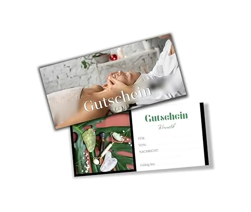 itenga Geschenkgutschein zum Selbst-Ausfüllen – 21 x 9,8 cm – hochwertiger Karton – persönliche Geschenkidee für viele Anlässe (Motiv Kosmetik)