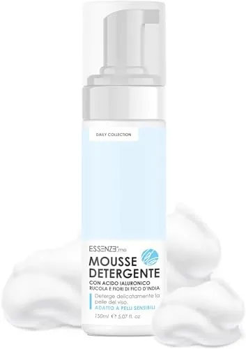 Essenze - Reinigungsschaum für empfindliche, Misch, fettige & trockene Haut - Feuchtigkeitsspendende und sanfte Mousse mit Hyaluronsäure, Rucola & Kaktusfeige, 150ml