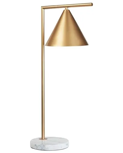 BELIANI Tischlampe Gold Metall 65 cm - Moderne Tischleuchte mit elegantem Marmorfuß und kegelförmigem Metallschirm. Ideal als Arbeits- oder Leseleuchte für Schlafzimmer und Wohnzimmer, sorgt sie für stilvolles Licht und eine glamouröse Atmosphäre.