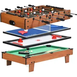 GOPLUS 4 in 1 Spieltisch, Tischkicker, Tischtennis, Tischhockey, Billardtisch, Multifunktionstisch mit Komplettem Zubehör