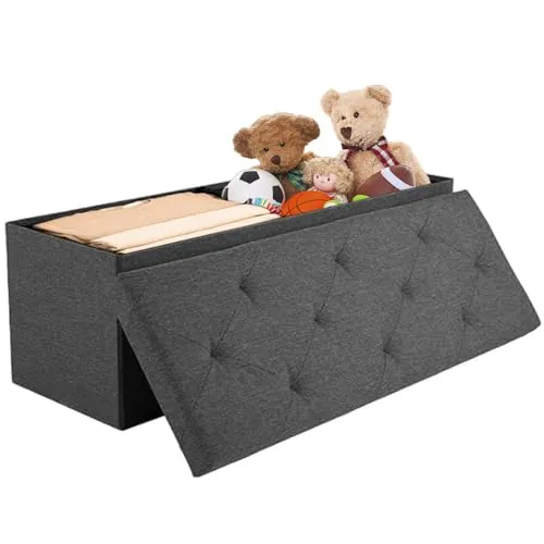 DUMOS Sitzbank mit Stauraum – Vielseitige Aufbewahrungsbox in Grau, 110 x 38 cm