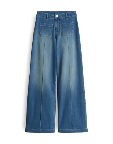 OPUS PANTS Damen Palazzo Melly Groove | Wide Leg Jeans aus Spanish Cotton Mix in Mid Pacific Blue - Damen-Jeanshosen mit weitem Beinverlauf, aus hochwertigem Denim für ein angenehmes Tragegefühl. Perfekt für stilbewusste Frauen, die Komfort und Eleganz schätzen.