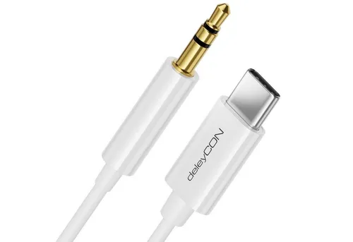 deleyCON deleyCON 2m 3,5mm Klinke auf USB-C Kabel AUX 3,5mm Klinkenkabel Audio USB-Kabel