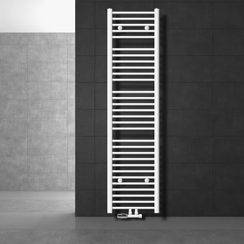 LuxeBath Badheizkörper Mittelanschluss 400x1800 mm Weiß gebogen - Heizkörper für Badezimmer mit eleganter gebogener Form, inklusive Anschlussgarnitur und Frostschutzfunktion, ideal für effiziente Wärme und stilvolle Akzente.