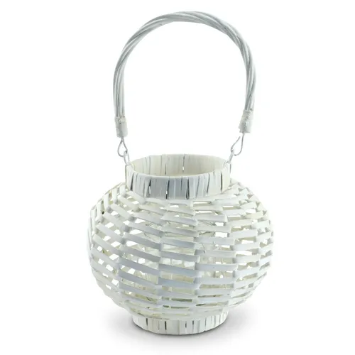 Rattan Laterne Windlicht weiß Kerzenhalter Kerzenständer Teelicht-Halter Deko XL