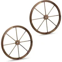 Wagenrad Heuwagenrad - 2er Set Holz für Garten Deko - Gartenfiguren & Verzierungen: Stilvolle Wanddeko aus Holz, ideal für rustikale Akzente im Garten oder Zuhause.