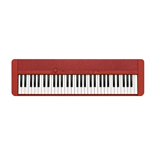 Casio CT-S1RDC2 Piano-Keyboard - 61 anschlagdynamische Tasten, Bluetooth-Audio-Streaming und tolle Piano Sounds in Rot