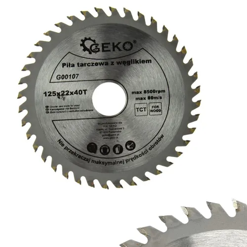 Kreissägeblatt 125mm x 22mm 40-Zahn für Holz