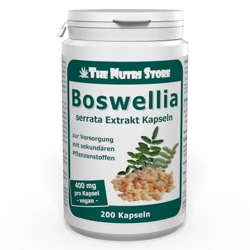 Boswellia serrata Weihrauch 400 mg Extrakt – Vegane Kapseln 200 Stk. - Boswellia Serrata – Hochwertiger Trockenextrakt mit 65 % Boswelliasäuren, unterstützt das Wohlbefinden und ist ideal für eine langfristige Einnahme.