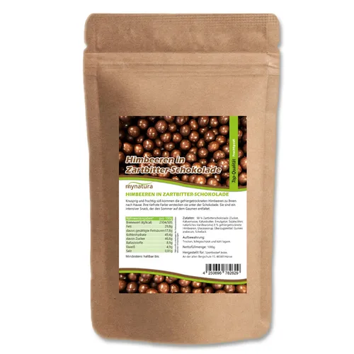 Mynatura Himbeeren in Zartbitterschokolade 1 kg - Früchte Bitterschokolade Snack