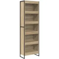 vidaXL Bücherregal 2-Tlg Sonoma 80 x 30 x 155 cm - Industrielles Bücherregal aus Holzwerkstoff mit robusten Stahlbeinen. Bietet stilvollen Stauraum für Bücher und Dekoration in jedem Raum.
