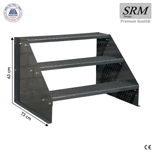 Stufen Standtreppe Modell 1 freistehend Anthrazit 3 Stufen