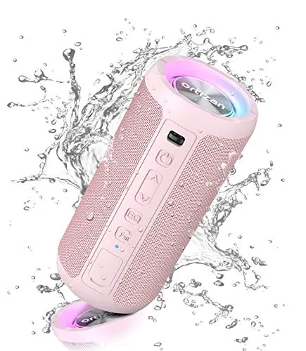 Ortizan Bluetooth Lautsprecher mit Licht - Tragbarer Bluetooth-Lautsprecher mit IPX7 Wasserschutz, 30 Stunden Akku und kraftvollem Bass – ideal für Outdoor-Aktivitäten und Partys!