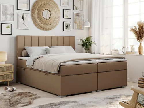 MKS MEBLE Boxspringbett Ally 140x200 cm mit 2 Bettkästen - 🛏️ Stilvolles Boxspringbett mit praktischem Stauraum: Das Ally Polsterbett vereint modernes Design und hohen Komfort. Der doppelte Bettkasten sorgt für eine aufgeräumte Atmosphäre – ideal für Bettwäsche und mehr. 🛌 Inklusive hochwertiger Matratze und Topper.
