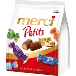 Merci Minischokolade Petits Chocolate Collection, gefüllte Schokoladenspezialitäten, 30 Stück, 200g