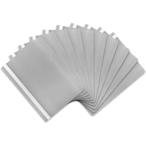 itenga 10er Pack Schnellhefter A4 Plastik stabil PP Kunststoff Sicht Hefter Mappe genarbt (grau)