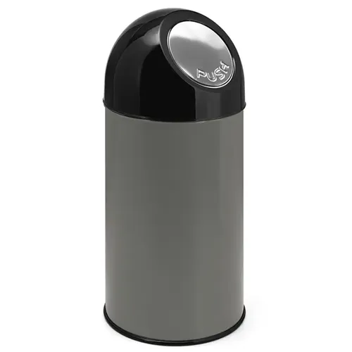 Mülleimer Bulletbin 40 L metallic-schwarz - Metall Abfallbehälter mit Push-Deckel aus Edelstahl, elegant und hygienisch für Ihr Zuhause.