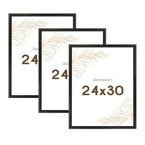Wackadoo Bilderrahmen 24x30 Schwarz 3er Bilderrahmen Set Fotowand Fotorahmen aus leichtem Kunststoff mit Glas Picture frame Poster