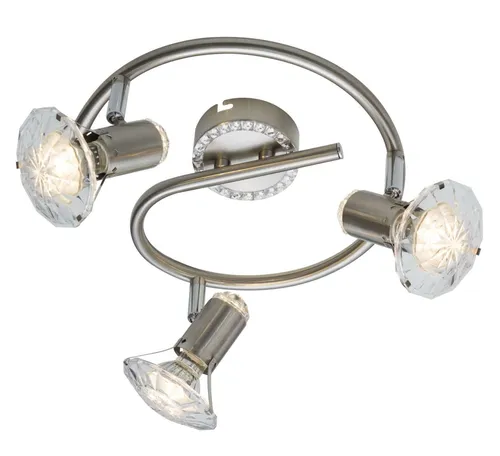 Spotleuchte Deckenlampe 3 Flammig LED Kristall Strahler - Moderne Deckenlampe mit 3 schwenkbaren LED-Strahlern, ideal für alle Räume. Mit eleganter Kristalldeko und warmweißem Licht schafft sie eine einladende Atmosphäre.