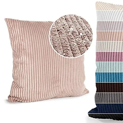 ANRO Kissenbezug Kissenhüllen Kissen Deko-Kissen Zierkissen Zierkissenbezug Kordsamt Altrosa 40x40cm mit Füllung