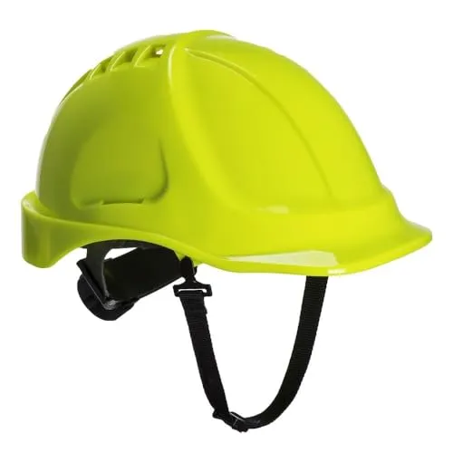 Portwest Endurance Schutzhelm PS55YER, Gelb - Schutzhelm in Einheitsgröße, belüftet und mit 4-Punkt-Kinnriemen, ideal für Baustellen und Arbeiten im Freien. Zertifiziert nach EN 397 für Sicherheit bei Temperaturen von -30°C bis +50°C.