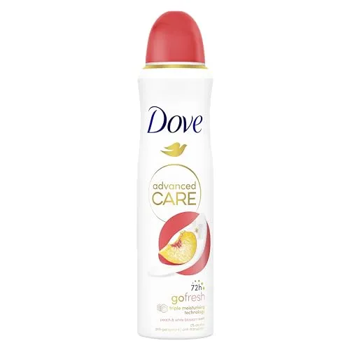 Dove Advanced Care Go Fresh Pfirsich-Deodorant, mit feuchtigkeitsspendender und hautfreundlicher Formel, ohne Alkohol, trockene Haut bis zu 72 Stunden, Deodorant für Damen und Herren, 150 ml