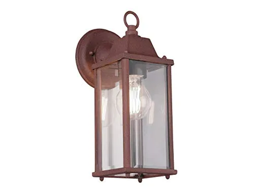 Retro Außenwandlaterne aus Aluminium in Rostoptik - meineWunschleuchte - Lampen für den Außenbereich, stilvolle 29 cm hohe Wandlaterne aus Aluminium mit austauschbarem E27 LED, ideal für warmes Licht und wetterfest dank IP23.