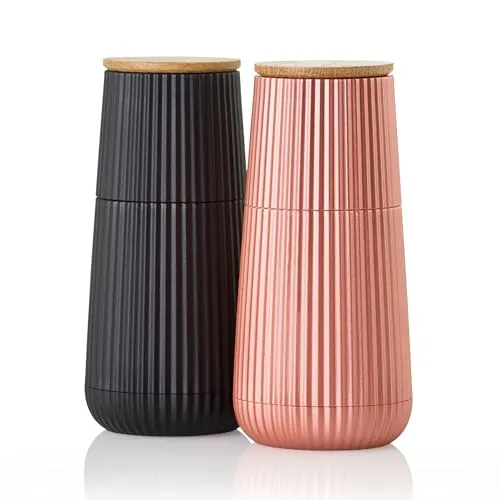 AdHoc Salz- und Pfeffermühle Set Scape, 2 Stück - Gewürzmühlen-Set mit hochwertigem CeraCut® Keramikmahlwerk für präzise Mahlgradeinstellung und stilvollem Relief-Design – ideal für anspruchsvolle Köche.