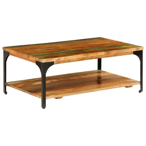 vidaXL Couchtisch mit Ablage 100x60 cm aus Altholz - Vintage Couchtisch aus massivem Altholz mit stabiler Stahlkonstruktion, ideal für ein einzigartiges Interieur. Die praktische Ablage bietet Platz für Bücher und Accessoires.