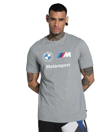 PUMA Herren T-Shirt - BMW MMS ESS LOGO TEE, Grau, kurzarm - Herren-Shirts, 100% Baumwolle für hohen Tragekomfort, mit BMW Motorsport Aufdruck und PUMA Logo, ideal für Fans und modebewusste Männer.